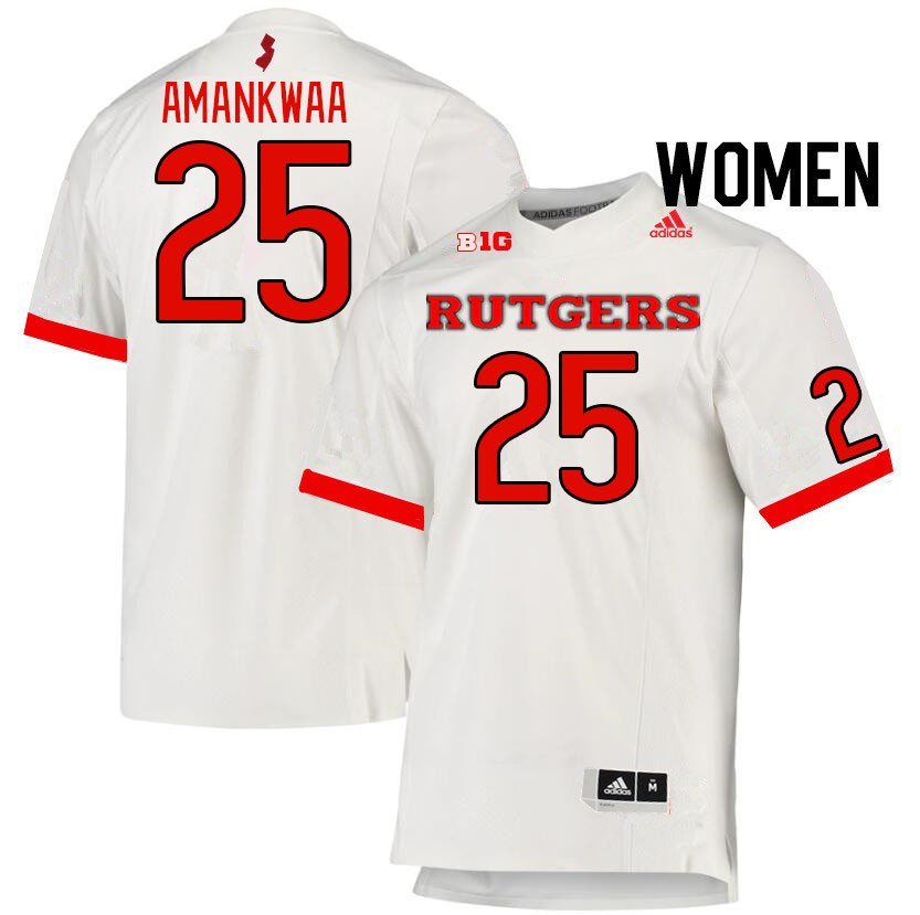 Women #25 Charles Amankwaa Rutgers Scarlet Knights College Football Jerseys Stitched Sale-White
